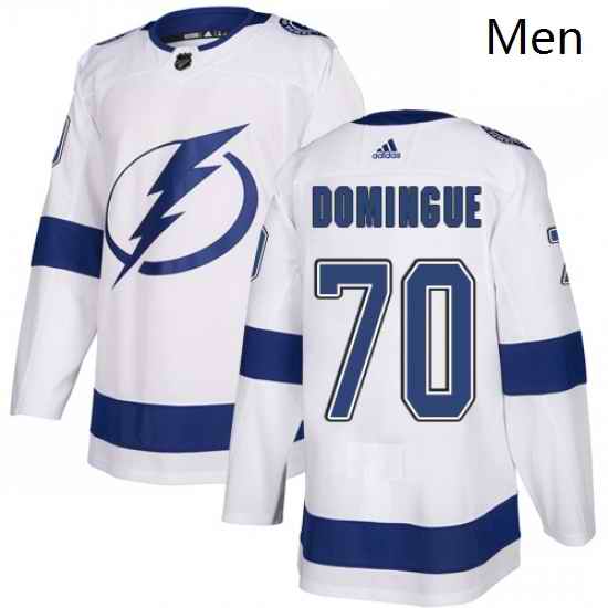 Mens Adidas Tampa Bay Lightning 70 Louis Domingue Authentic White Away NHL Jersey